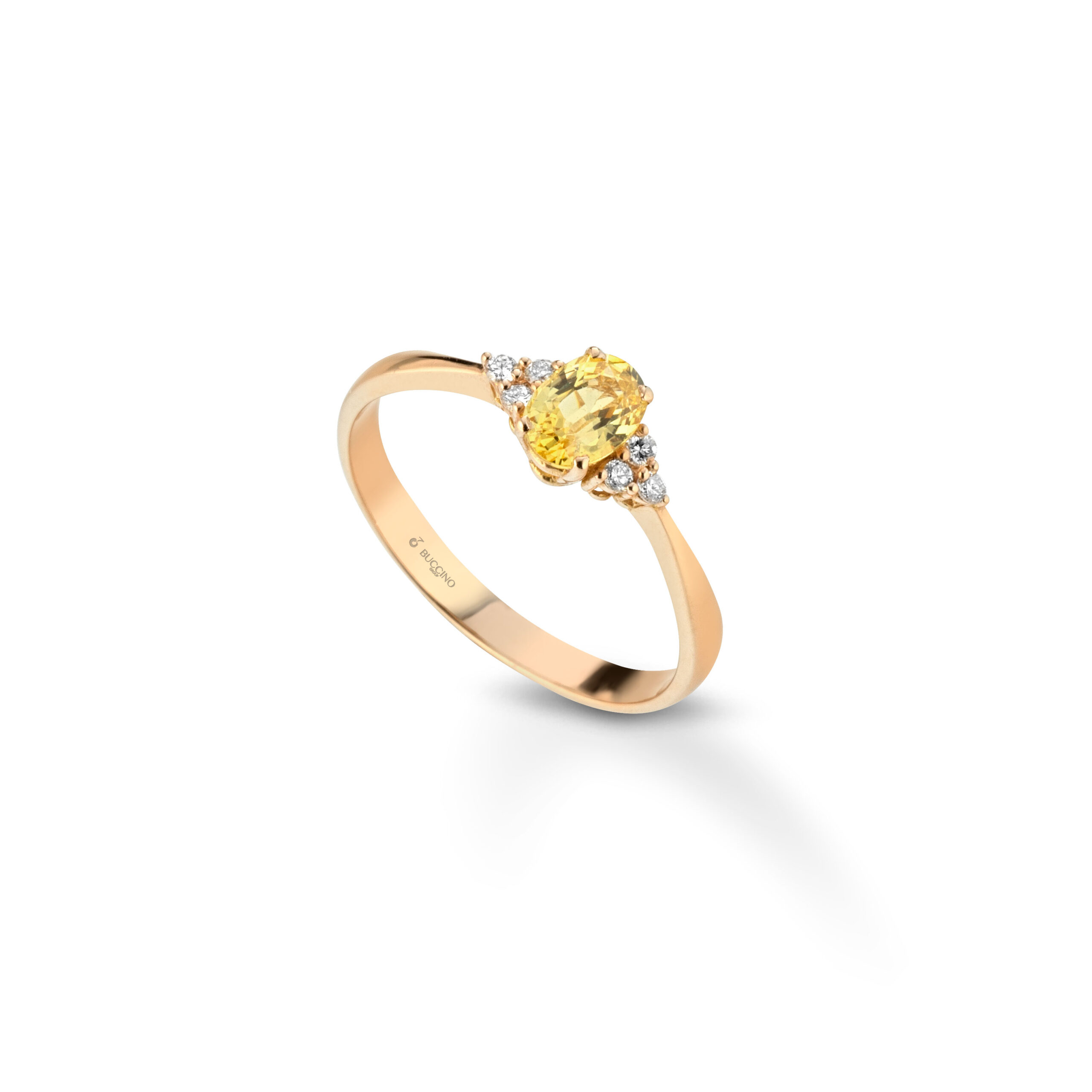ECATE - Anello con zaffiro giallo ovale e diamanti