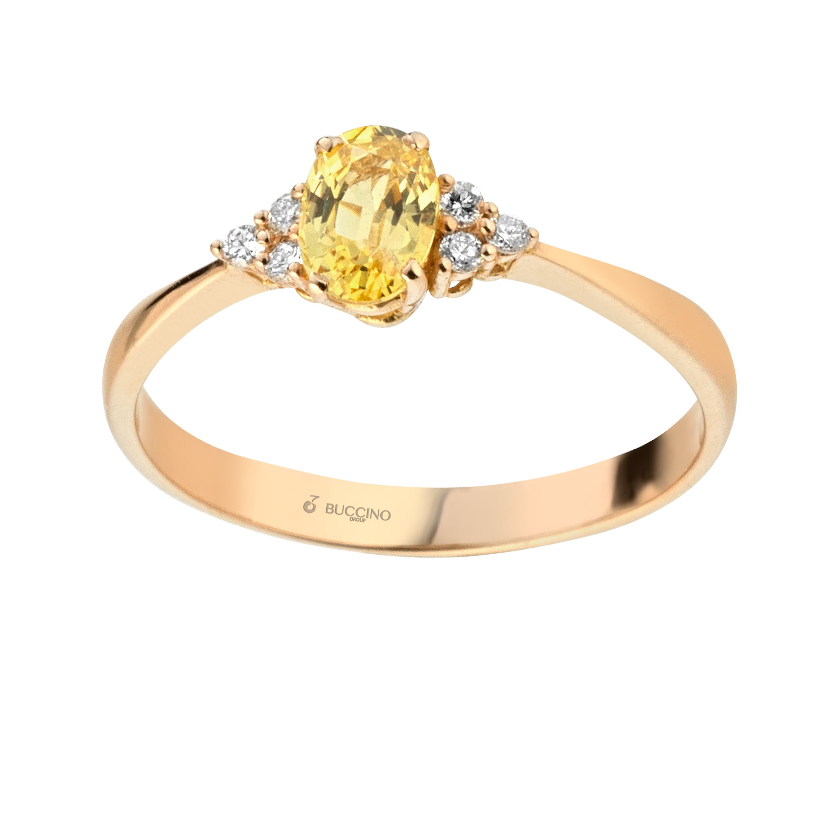 ECATE - Anello con zaffiro giallo ovale e diamanti - immagine 2